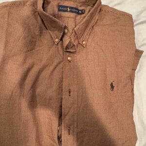 Ralph Lauren Men's Tan Checkered Button Down Shirt